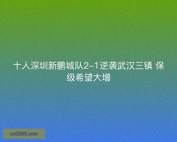 十人深圳新鹏城队2-1逆袭武汉三镇 保级希望大增
