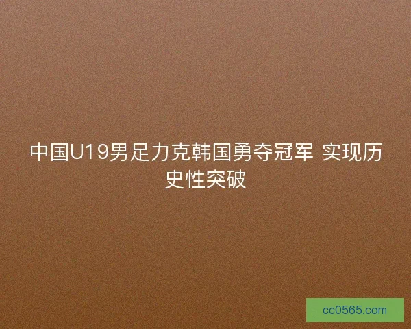 中国U19男足力克韩国勇夺冠军 实现历史性突破