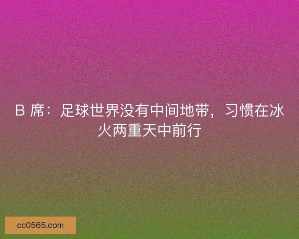 B 席：足球世界没有中间地带，习惯在冰火两重天中前行